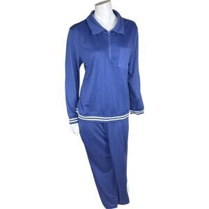 MUK LUKS Regular French Terry 1/4-Zip & Jogger Track Suit Deep Blue Medium‎